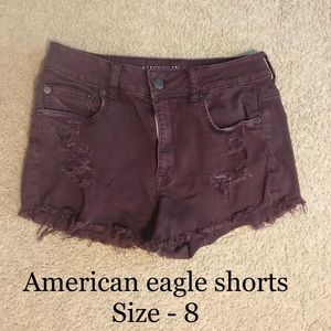 Maroon high waisted jean shorts